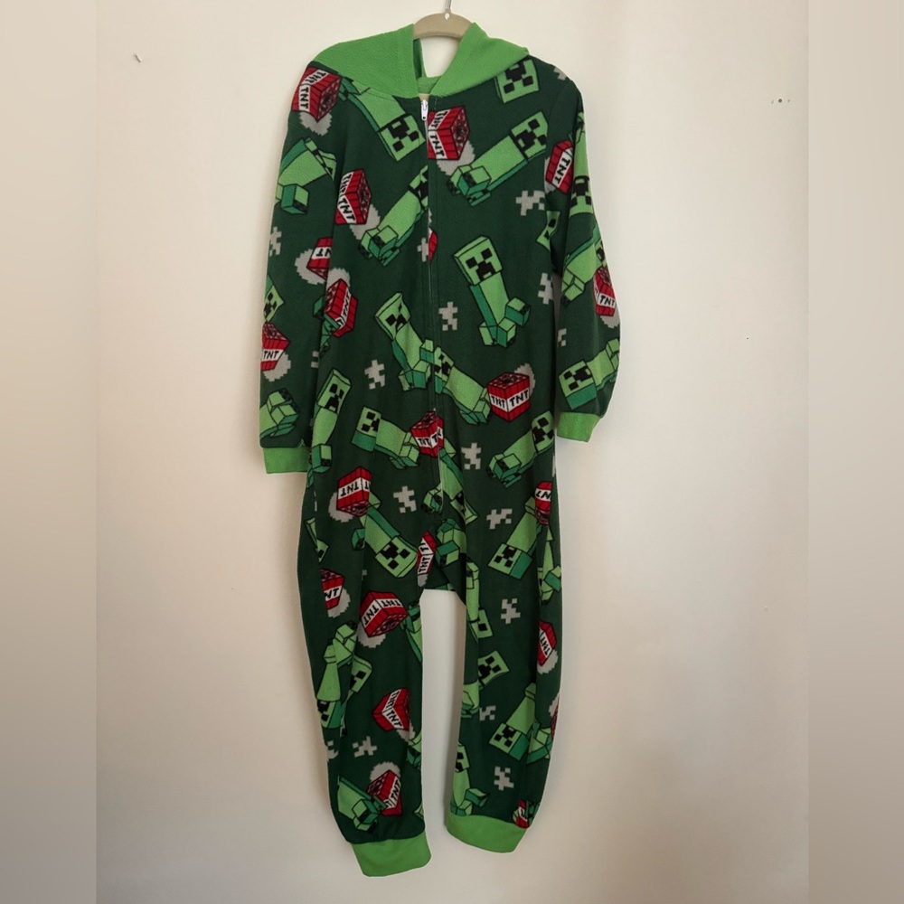 Minecraft Boys One Piece Sleeper with Hood, Size XS 4/5 - Picture 1 of 3